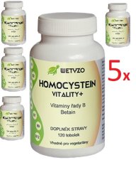 HCY Vitality Homocystein Vitality+ (snižovací) s Betainem - 5 x 120 tobolek