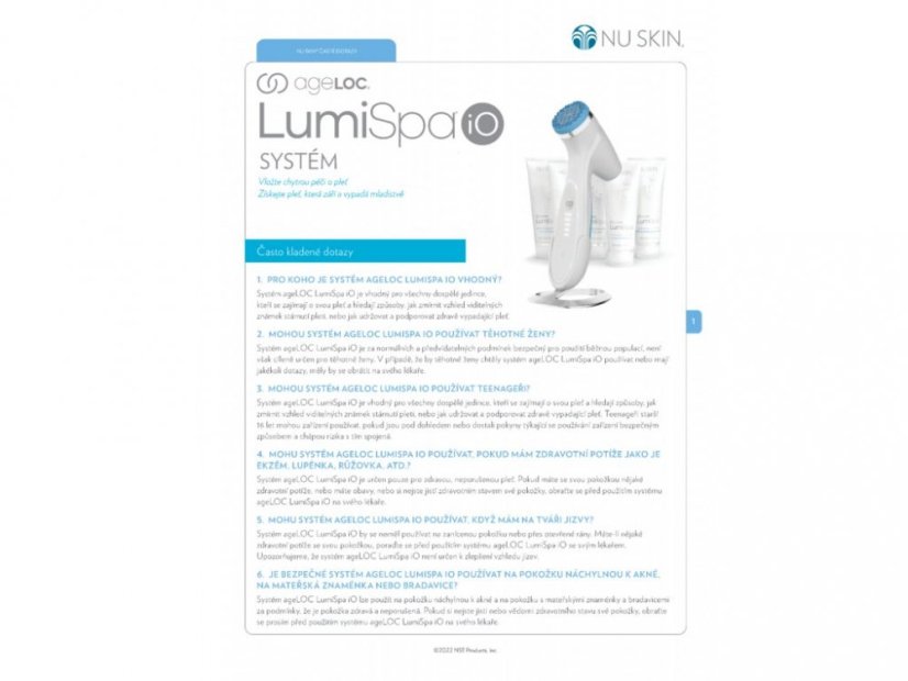 NU SKIN AGELOC LUMISPA IO Blue - čištění pleti, masážní stimulace pleti