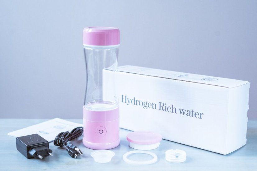 Generátor molekulárního vodíku LAZENA HB-P-H04M - růžová, Ionizační láhev 250 ml  (lze dokoupit láhev 300 i 400 ml samostatně)