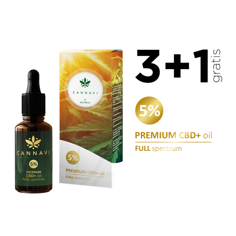 Cannavi by Nutrivi CBD+ Oil Full Spectrum 5% 3+1 zdarma - 40 ml