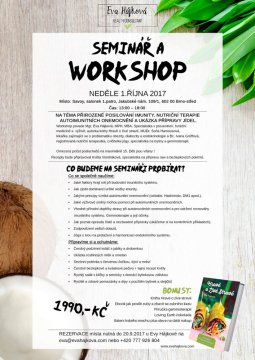 Workshop na téma přirozené posilování imunity, nutriční terapie autoimunitních onemocnění a ukázka přípravy jídel